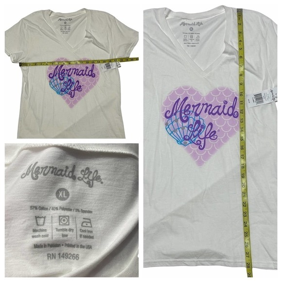 MERMAID Life Short Sleeve V-neck Graphic T-Shirt - Picture 10 of 10
